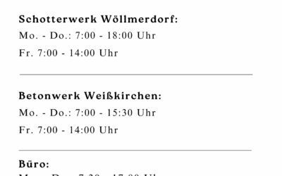 Unsere aktuellen Öffnungszeiten!